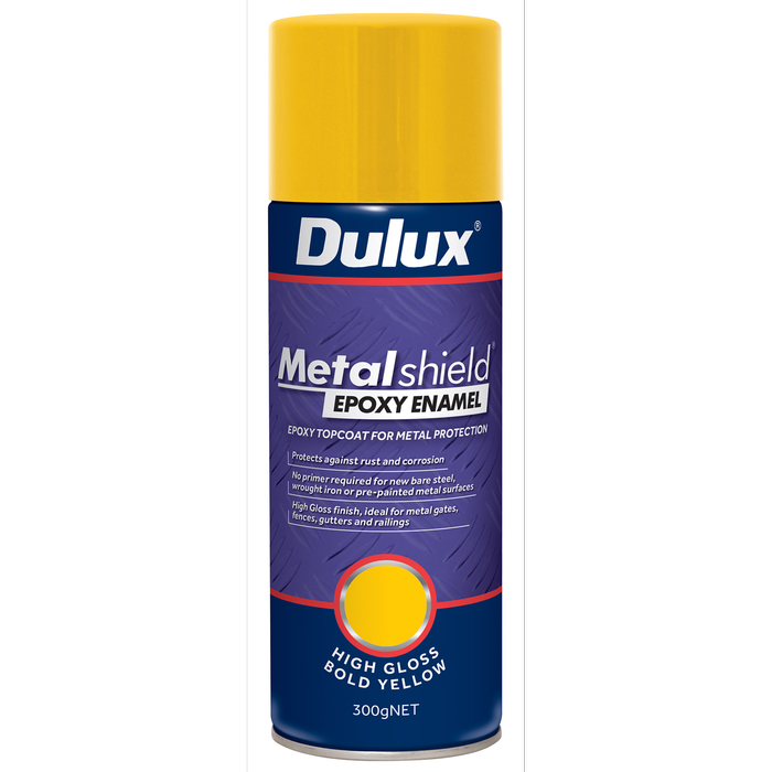 Dulux 300g Metalshield Epoxy Enamel Gloss Spray Paint Bold Yellow