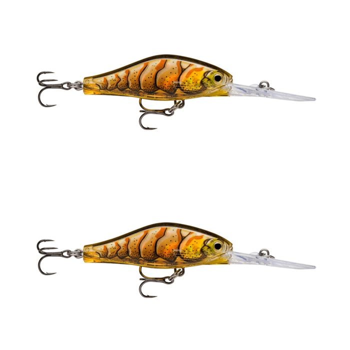 2x Rapala 5cm Shadow Rap Jack Deep Dive Crankbait Fish Lures - Ghost Prawn