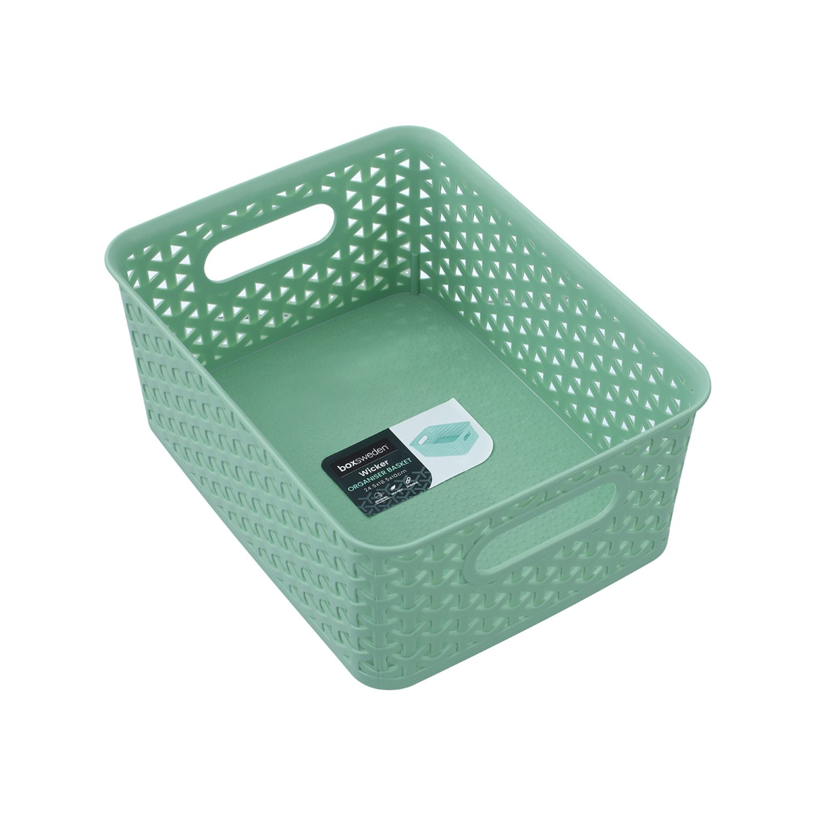 Boxsweden 245 x 185 x 100mm Green Wicker Design Organiser Basket product image