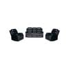 3+1+1 Seater Seater Finest Black Leatherette Recliner Feature Console LED Light Ultra Cushioned