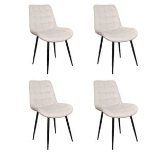 Bribrion Dining Chairs Set Of 4 Grid Quilted Square Tufted White