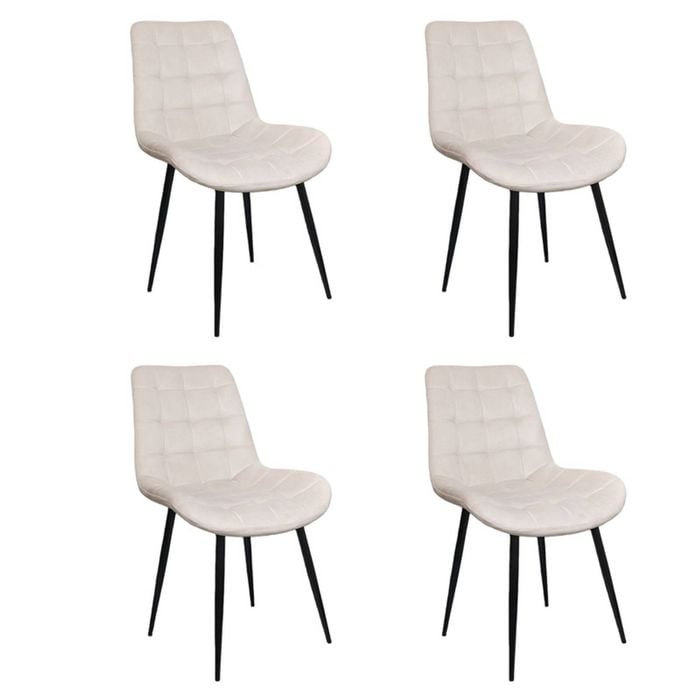 Bribrion Dining Chairs Set Of 4 Grid Quilted Square Tufted White