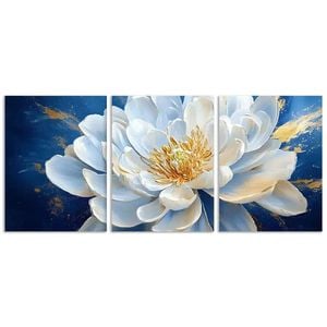 3pcs Oversized white flowers Print 100% Australian Made 3 x 40x60cm (Metal Print)