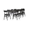 Claire 9pc Dining Set Table Extendable 170-230cm Oak Timber Seat Chair - Black