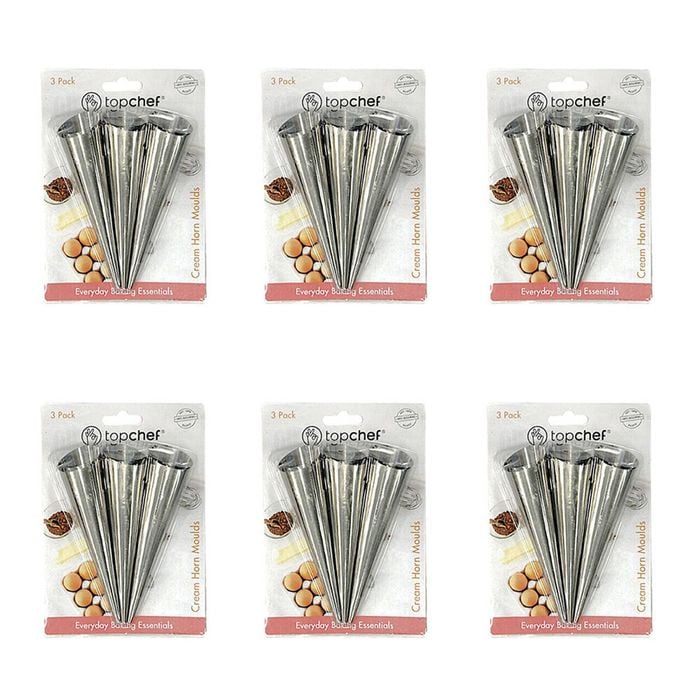 6x 3pc Topchef Stainless Steel Cream Horn Moulds Baking Utensil Set Silver