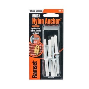 Ramset Nylon Anchor Countersunk 6.5 x 38mm 8pk