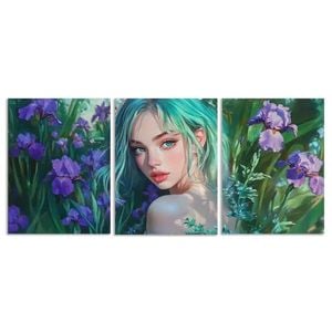 3pcs Featuring Purple Flowers Beauty  Print 100% Australian Made 3 x 40x60cm (Metal Print)