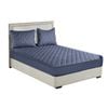 SOGA Wide Cross-Hatch Cover Protector with Pillow Covers Single - Blue