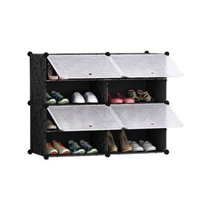 SOGA 4 Tier 2 Column Shoe Rack Organizer Storage Stackable