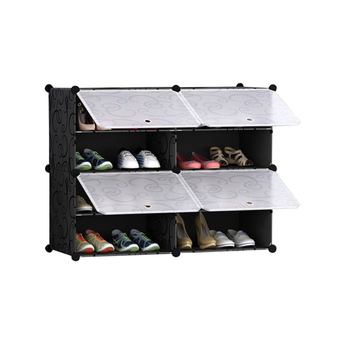 SOGA 4 Tier 2 Column Shoe Rack Organizer Storage Stackable