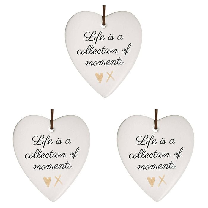 3x Ceramic Hanging 8x9cm Heart Moments w/ Hanger Ornament Home/Office Room Decor