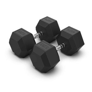 2 Pack of 40kg Dumbell Hex Rubber Coat Iron Dumbells Total 80kg
