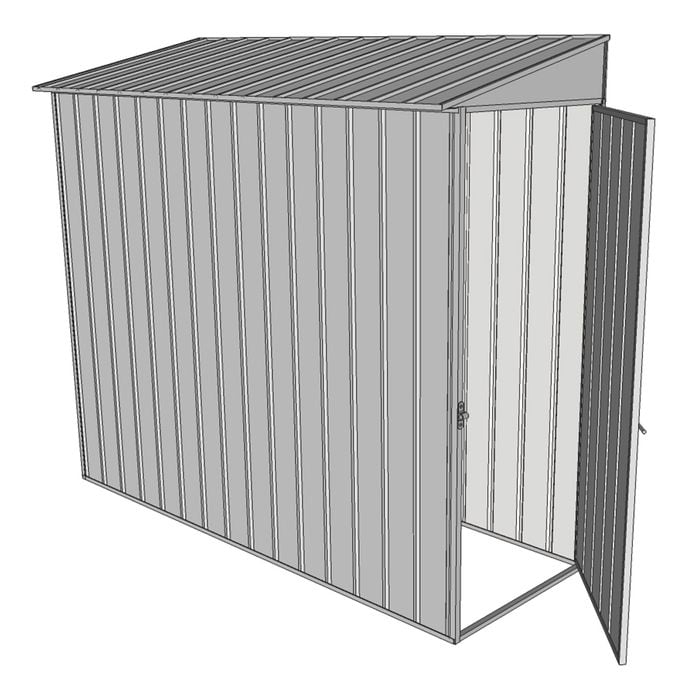 Build-a-Shed 0.8 x 2.3 x 2m Skillion Single Hinged End Door Shed - Zinc