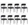 Oikiture 8x Dining Chair Round Kitchen Lounge Seats PU Leather Black