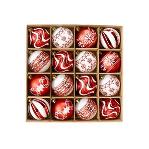 Catzon 16 Pcs Christmas Balls 6CM Painted Ornaments for Xmas Tree Garland Decor-Red White