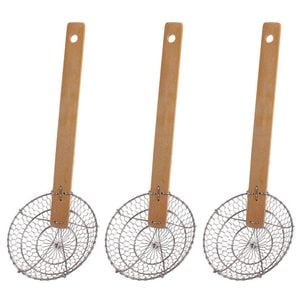 3PK D.Line Stainless Steel Deep Frying Wire Skimmer - Natural