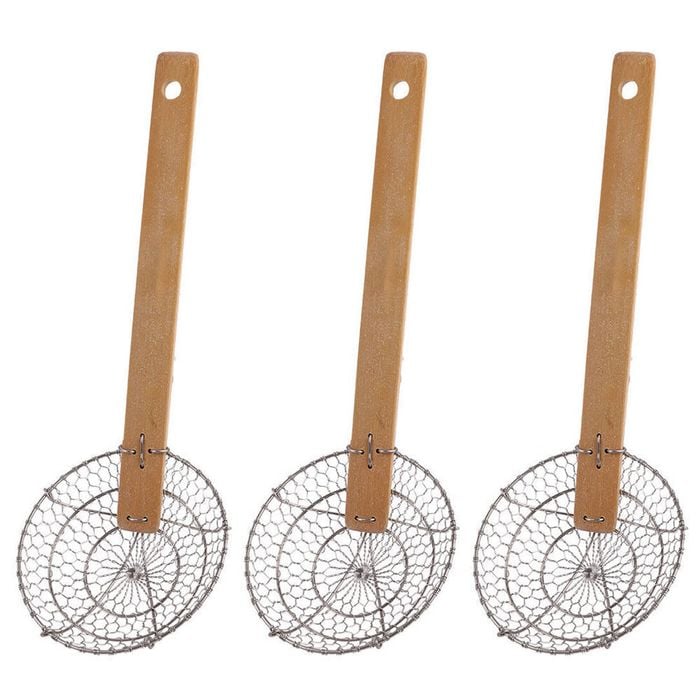 3PK D.Line Stainless Steel Deep Frying Wire Skimmer - Natural
