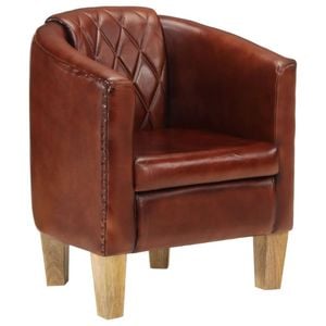 vidaXL Tub Chair Bedroom Lounge Chair Armchair Single Sofa Brown Real Leather