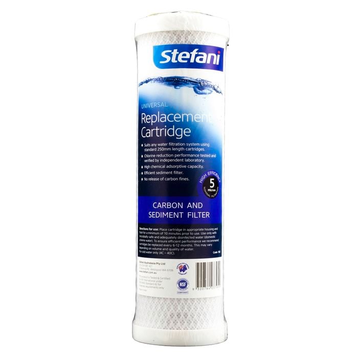 Stefani 5 Micron High Efficiency Universal Carbon Block Cartridge - 250mm