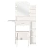 Ufurniture Dressing Table Makeup Vanity Desk Set With Foldable Extendable Desktop 3 Color Lighted Mirror & Soft Stool White