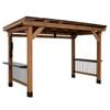 Backyard Discovery Saxony XL 3.7m x 1.8m Cedar Wood Outdoor Barbeque Gazebo with Hardtop Galvanized Steel Roof and Bar Tops