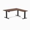 Desky L-shape Sit To Stand Red Walnut Rubberwood Desk 1500x750x1550x500mm Matte Black Leg