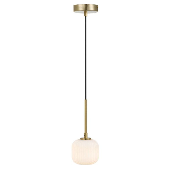 Telbix Bobo Modern Pendant Hanging Lamp Light Glass Metal Opal Matt Antique Gold Matte