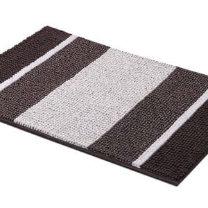 Smarcute 1 Piece (50x81cm) Striped Plush Chenille Bath Mat Bathroom Kitchen Rugs Chocolate And White