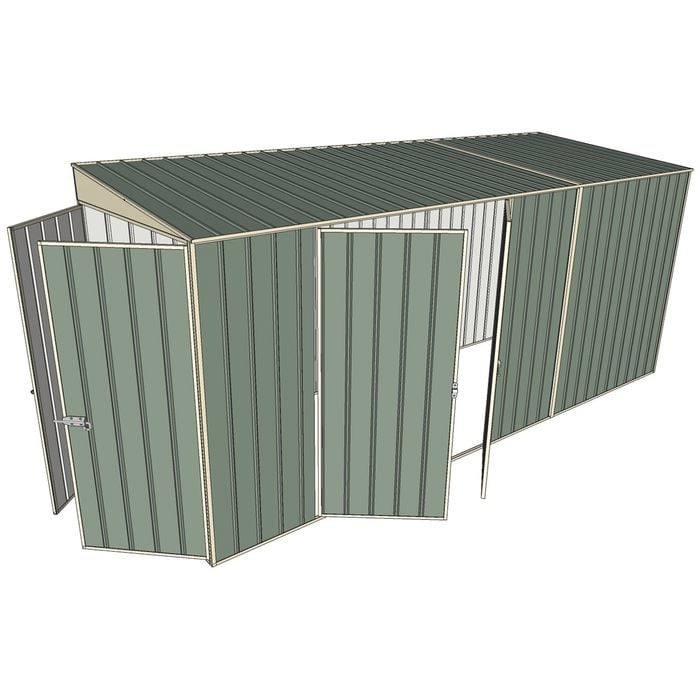 Build-a-Shed 1.5 x 4.5 x 2m Double Hinged Side Door Skillion Shed - Green