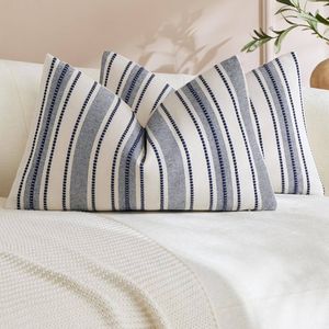 Gioia Casa 2-Pack Heritage Linear Woven Cushion Covers 30cm x 50cm - Indigo