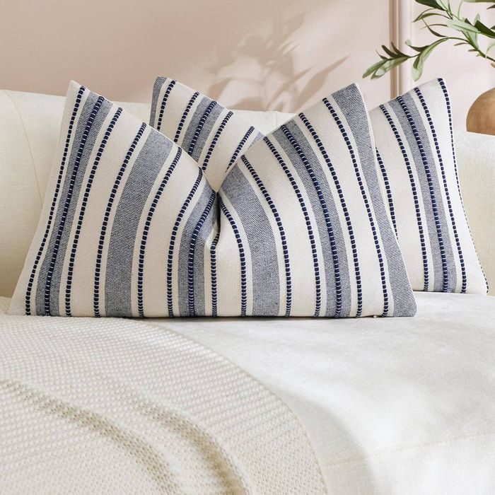 Gioia Casa 2-Pack Heritage Linear Woven Cushion Covers 30cm x 50cm - Indigo