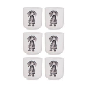 3x 2pc Ashdene Peeking Pups Ceramic Egg Cups Serveware Set Dachshund