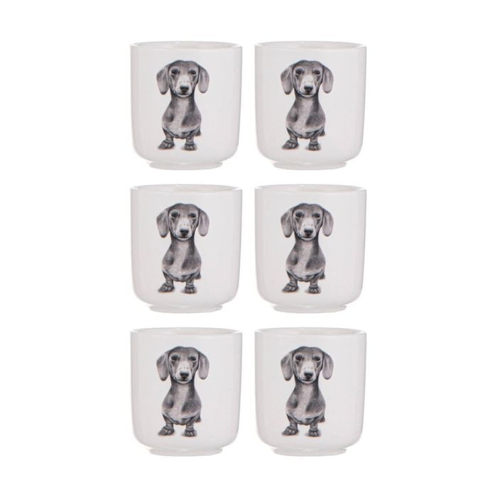 3x 2pc Ashdene Peeking Pups Ceramic Egg Cups Serveware Set Dachshund
