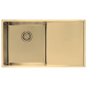 Mondella Light Gold Single Bowl Sink With Drainer Inset / Undermount