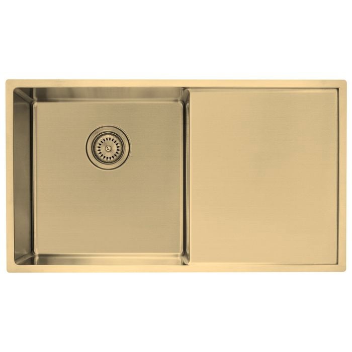 Mondella Light Gold Single Bowl Sink With Drainer Inset / Undermount