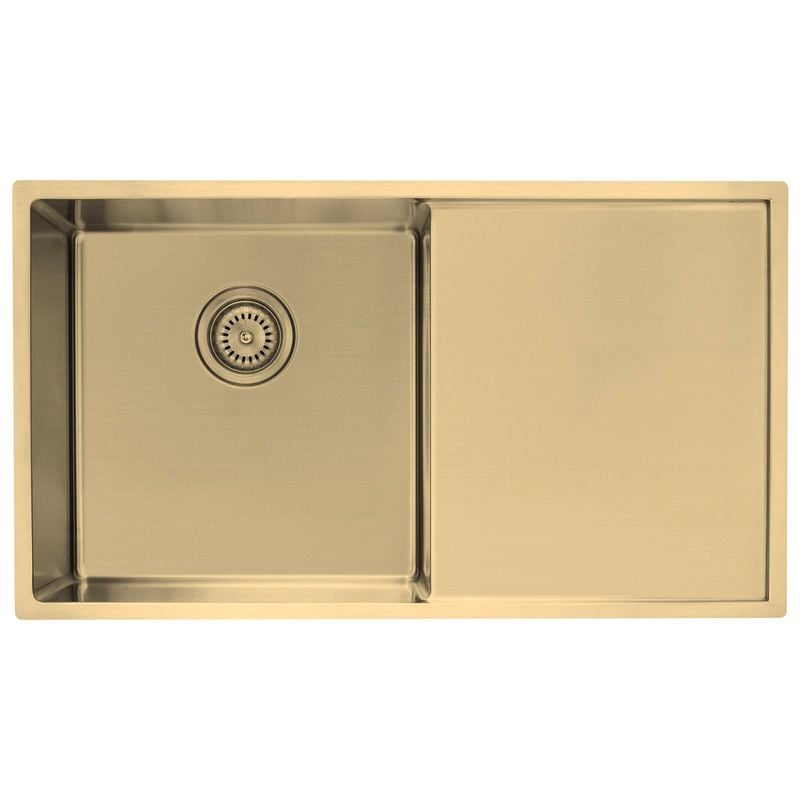 Mondella Light Gold Single Bowl Sink With Drainer Inset / Undermount