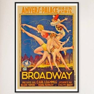 Galrie Broadway Anvers Palace Vintage Art Deco Poster Timeless New York City Elegance Art, Black Frame, 70 x 100cm (28 x 40inch)