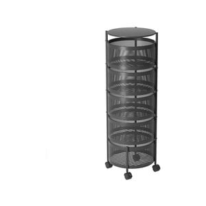 SOGA 5 Tier Steel Round Rotating Cart with Wheels