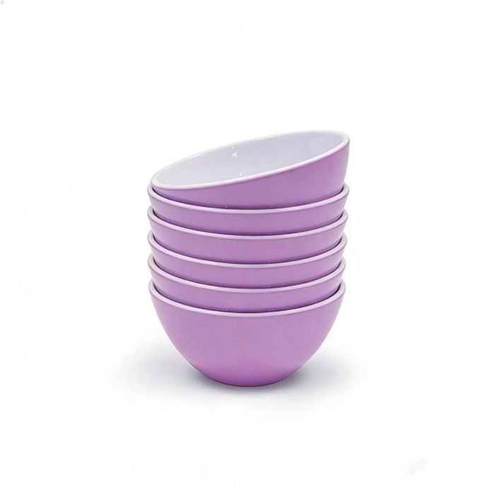 Purple 14.5CM Melamine Bowls Set, Melamine Cereal/Soup/Salad Bowls, Set of 6