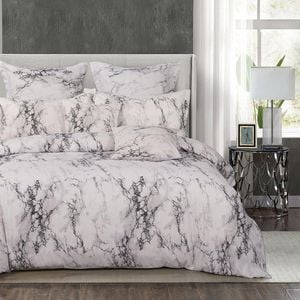 Fabric Fantastic White Marble King Size Quilt/doona/duvet Cover Set