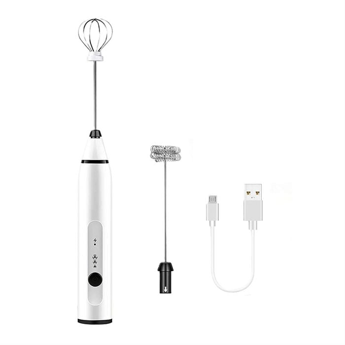 Vikus Rechargeable Electric Milk Frother Handheld, 3 Speeds (silver)