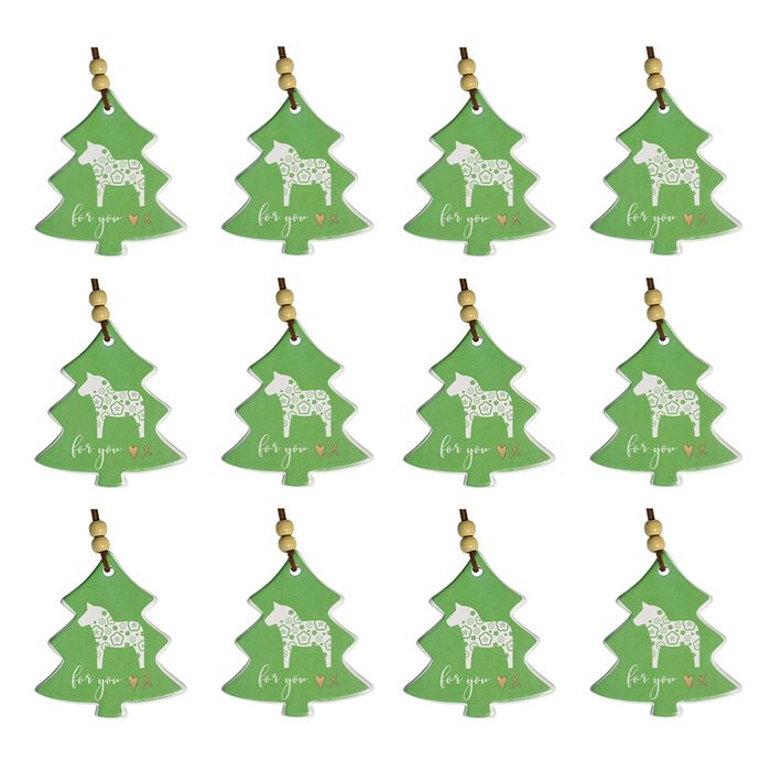12x LVD Hang Tree Folk Christmas Green Decorative Sculpture Home/Lounge Decor