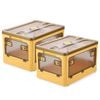 Catzon 2 Pcs Collapsible Storage Bins with Lids for Kitchen Dorm Room-Yellow-XL