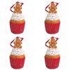 4x Urban Gingerbread Cupcakes Hanging Decoration 8cm Red/White Assorted
