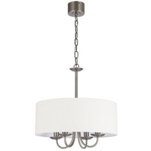 Telbix Shiron Contemporary Pendant Hanging Lamp Light Metal Fabric Nickel Ivory Matte Plated