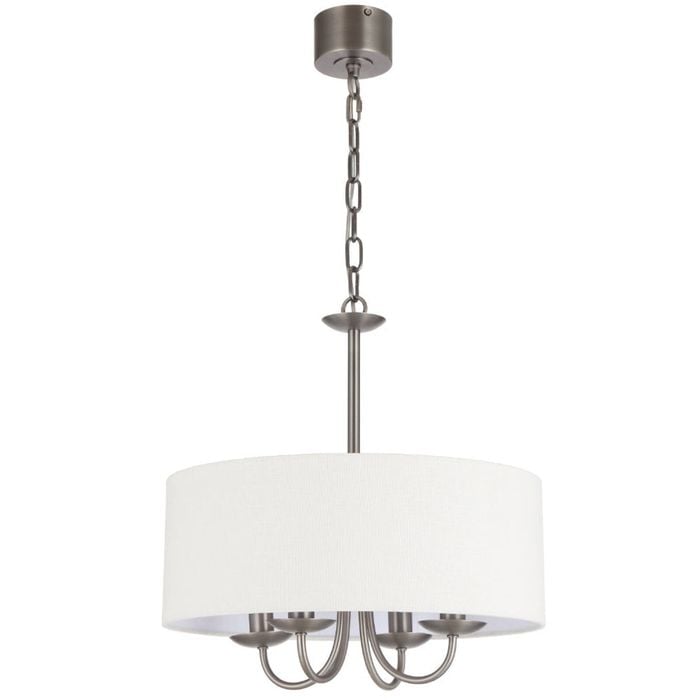 Telbix Shiron Contemporary Pendant Hanging Lamp Light Metal Fabric Nickel Ivory Matte Plated