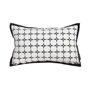 SOGA 35cm Moroccan Black Cross Pattern Black Trim Decorative Throw Pillow
