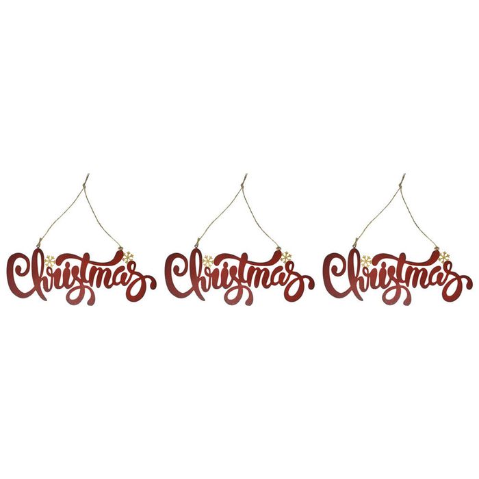 3x LVD Metal/Jute Christmas Hanger Xmas Holiday Decor Ornament 31x11.5cm Red