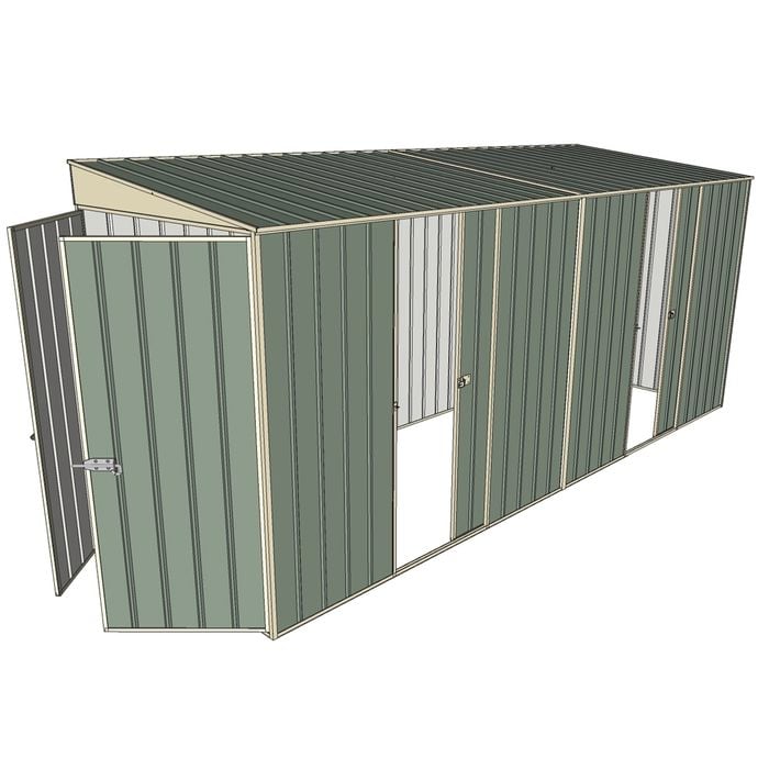 Build-a-Shed 1.5 x 4.5 x 2m Dual Single Sliding Side Door Skillion Shed - Green