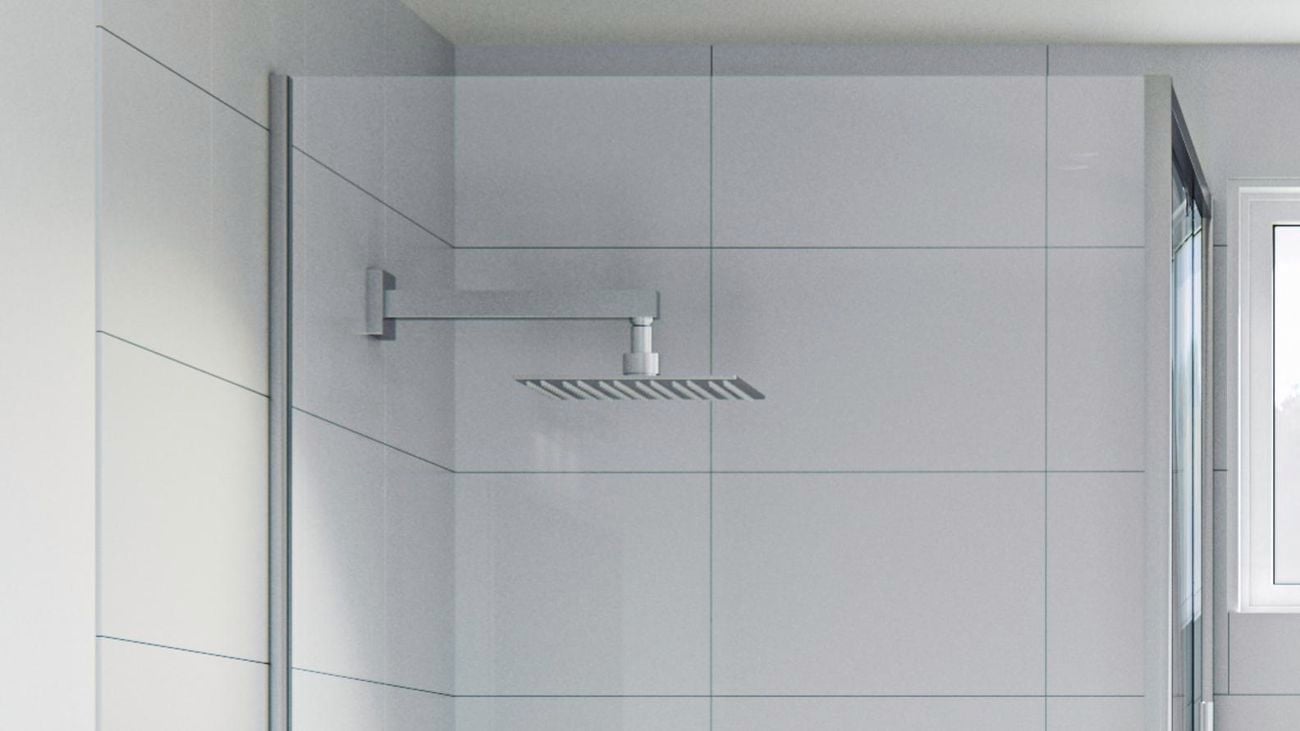 Wall-mounted showerhead.